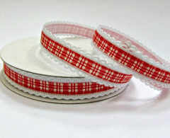 Лента с ажурным краем декоративная клетка 15мм (уп.20ярд)